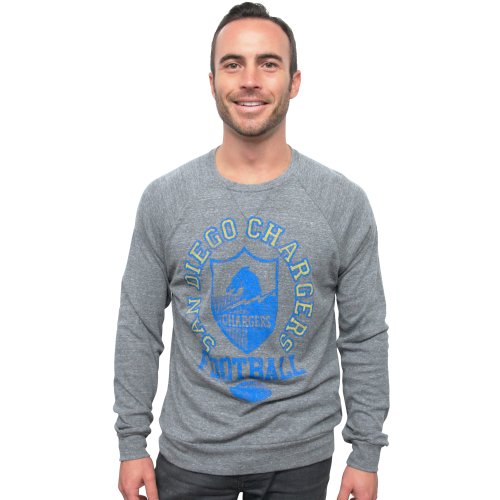 NFL San Diego Chargers Women's True Vintage Distressed Triblend Crew Neck Long Sleeve Pullover, Blueberry, X-Large