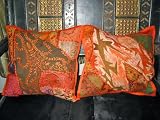 Review mogulinterior  / 7p Red Floral Silk Sari India Bedding Bedspread Duvet King / Queen