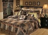 9Pcs King Venice Chenille Patchwork Comforter Set Black