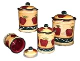 4PC CANISTER SET COUNTRY APPLE ,CANISTERS