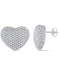 14k White Gold Diamond Heart Earrings (1.5 Cttw, G-H Color, I1-I2 Clarity)