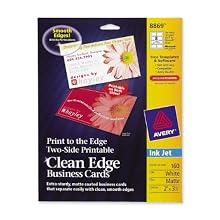Avery Clean Edge Business Cards for Inkjet Printers, Matte, White, Pack of 160 (08869)