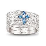 Faith, Hope And Love Diamond And Sapphire Ring by The Bradford Exchange