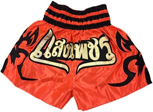 Woldorf USA Boxing Muay Thai Shorts in Satin Orange with Gold Letters