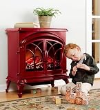Portable Woodburning-Style Large Electric Stove with Stay-Cool Surface