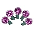 Set of 25 Pink LED G40 Tinsel Christmas Lights - Green Wire