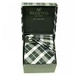 Designer Woven Plaid Check pattern Neck Tie Cufflink Handkerchief Gift Set Black White Blue Hanky Necktie Cuff link with Gift Box.
