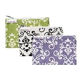 Munchkin 3 Pack Eco-Friendly Snack Bags, Green/Black/Purple