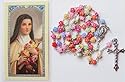 Blessed By Pope Francesco XVI St Saint Theresa of the Little Flowers Holy Card and Flower Beads Rosary