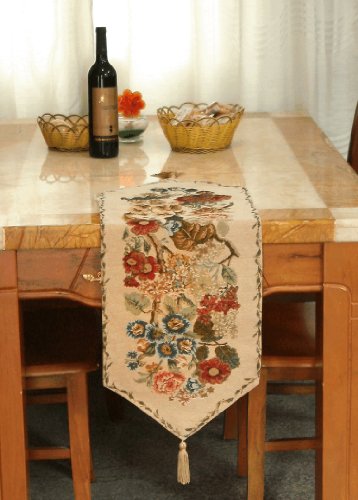 Tache Tapestry Colorful Floral Country Rustic Morning Meadow Table Runner