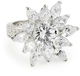 CZ by Kenneth Jay Lane Elegant CZ Flower Petals Ring, Size 7