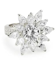 CZ by Kenneth Jay Lane "Elegant Cubic Zirconia" Rhodium-Plated Flower Petals Ring, Size 7