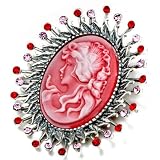 Pugster July Birthstone Sunflower Red Beauty Cameo Brooches And Pins Vintage