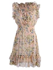 Floral Print Sleeveless Tiered Shirred   Dress With Ruffles