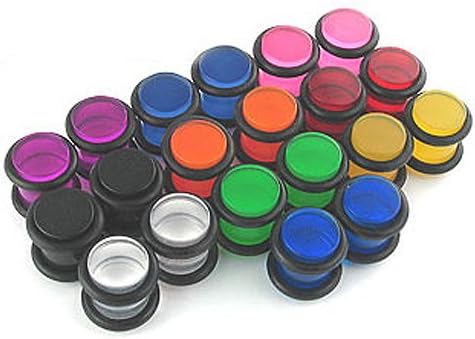 Lot of 20 (10 Pairs) UV Acrylic Plugs with Grooves Earrings Ear Plugs (6 Gauge)