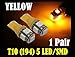 EZ Motoring 2pcs 5-SMD T10 12V Light LED Replacement Bulbs 168 194 2825 W5W - Amber Yellow