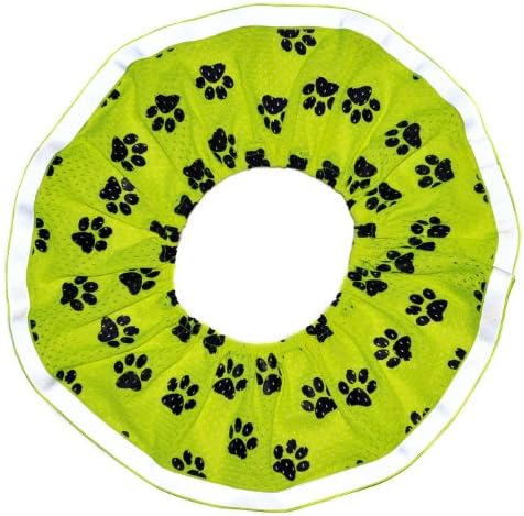 Rrruffler Rrruffle Up for Safety (Black Paws on Green Neon Design) Decorative Collar Large