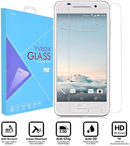 HTC One A9 Screen Protector, YVBOX 0.26mm 9H Scratch Resistant Shatterproof Tempered Glass Screen Protector Film Ballistics Glass for HTC One A9 - Crystal Clear