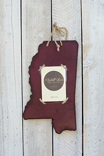 Antique Maroon Mississippi State Rope Photo Frame. 17.5" X 10". Holds 4" X 6" Photo or 5" X 7".