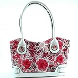 Designer Inspired Synthetic Leather Dasein leopard floral printed shoulder bag – White / Print / Red Floral