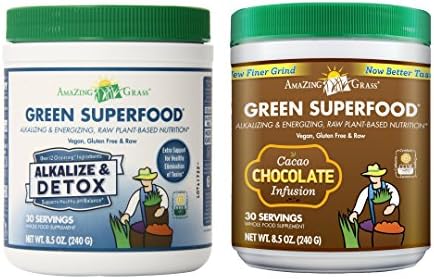 Green SuperFood (Alkalize Detox and Chocolate Combo Pack, 2 Pack: 8.5 oz)