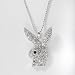 High Gloss Finish Silver Plated Playboy Bunny Charm and Chain