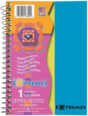 Roaring Spring Extremes Notebook, One Subject, 7x5", 100 sheets, College Ruled, Assorted Poly Covers