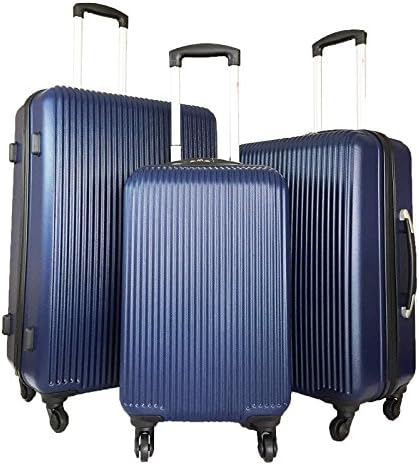 3pc Luggage Set Hardside Rolling 4wheel Spinner Lightweight Case Travel ABS Navy