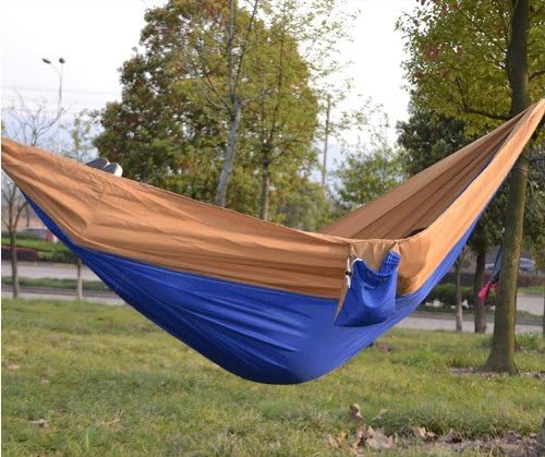 Xinda Outdoor Ultralight Parachute Cloth Hammock Double Hammock (Camel & Blue)