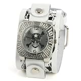 Nemesis Men's LWMS907S Signature Skull Black Dial Leather Multi and skull Cuff Watch