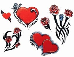 Hearts & Roses Temporary Tattoo Body Art