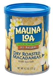 Mauna Loa Dry Roasted Macadamias With Sea Salt, 4.5-Ounce Cans (Pack of 6)