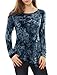 Allegra K Women's Tie Dye Irregular Hem Shirt Round Neck Long Sleeves Casual Top X-Large Blue