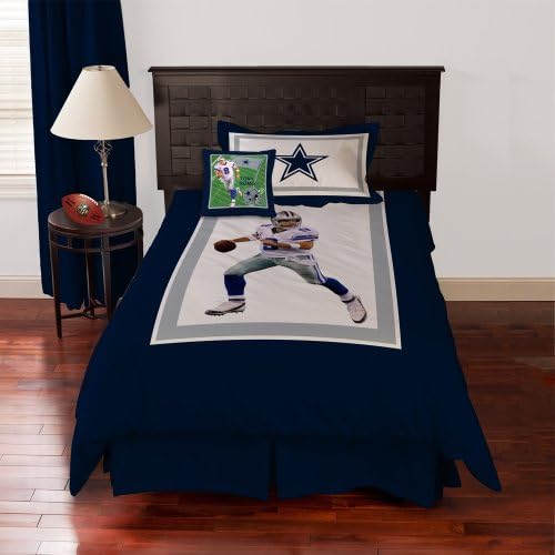 NFL Biggshots Bedding - Dallas Cowboys Tony Romo Comforter Set and Toss Pillow, Twin