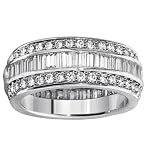 5.00 TW Baguette & Round Cut Diamond Eternity Band in Platinum Channel & Pave Setting - Size 4