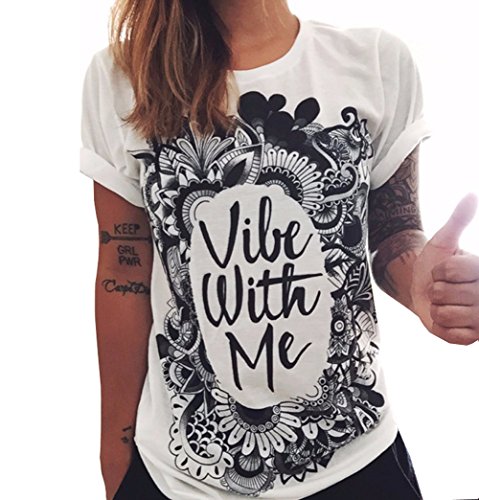 LolliLook Women's Short Sleeve Letter Graphic Print T Shirt