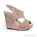 HerStyle Women's Marnee 5-inch Manmade Wedge Sandal with Delicate Perforated Straps