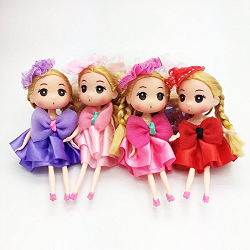 MICHLEY 7" 4pcs Mini Leggy Baby Gril Dolls for Dollhouse