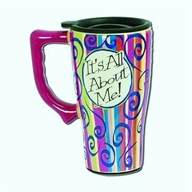 It's all about Me COFFEE cup TRAVEL Mug ART decor NEW by Spoontiques Creative Ventures