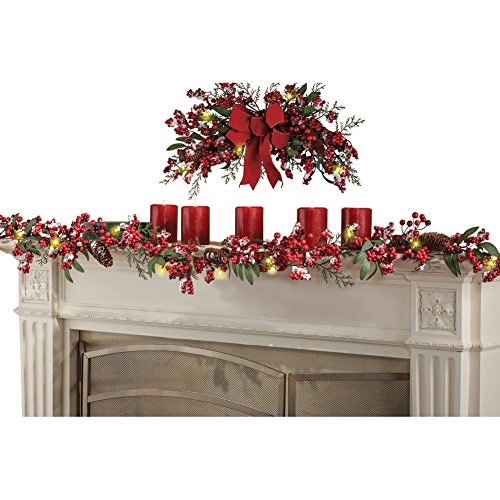 Lighted Frosted Red Berry Garland