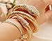 eKingstore Lady's Vintage Retro Punk Crystal Chunky Curved Stretch Snake Bracelet Nightclub Gold
