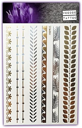 GODDESS EDITION - Gold Temporary Tattoos + Silver and Black - by Voodoo Tattoo (Athena)