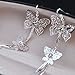 Double Layers Butterfly Rhinestone Long Tassels Hook Linear Earrings Women's New