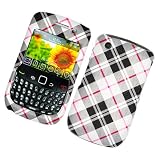 Design Cross Checker on Silver Fabric Snap-on Hard Skin Faceplate Cover Case for Blackberry Curve 8520 8530