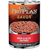 Purina Pro Plan Wet Dog Food, Savor, Adult Beef & Brown Rice Entr&eacute;e Classic, 13-Ounce Can, Pack of 12