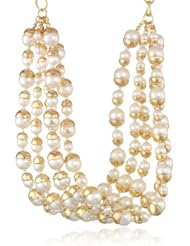 Multi-Row Twisted Pearl Chunky Statement Necklace, 14"