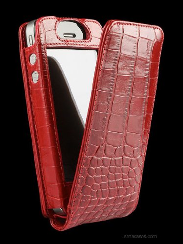 Sena Magnetflipper Leather Case for iPhone 4 and iPhone 4S - Croco Red