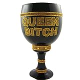 License Pimp Cup Stein Black Glass w/Gold "Queen Bitch"