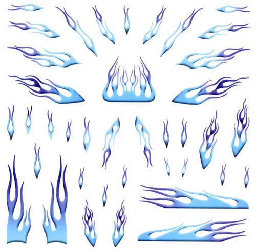 Blue Flames Pinewood Derby Car Decals