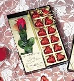 Satin Red Rose with Chocolate Hearts